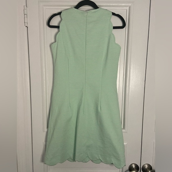 Sara Campbell Mint Green White Stripe Classic Scalloped Sleeveless Mini Dress XS - Picture 4 of 10